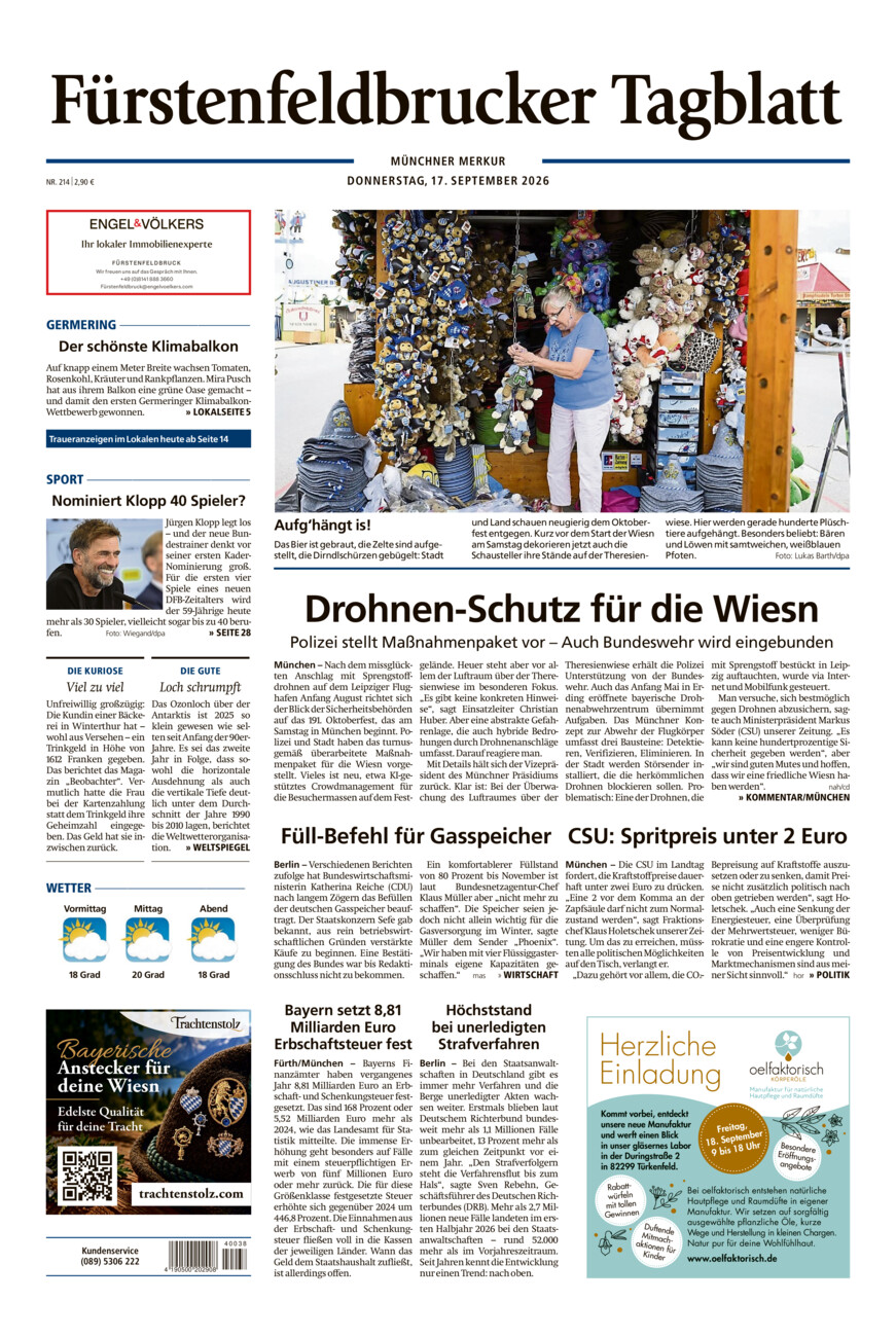 Fürstenfeldbrucker Tagblatt vom Donnerstag, 17.09.2026