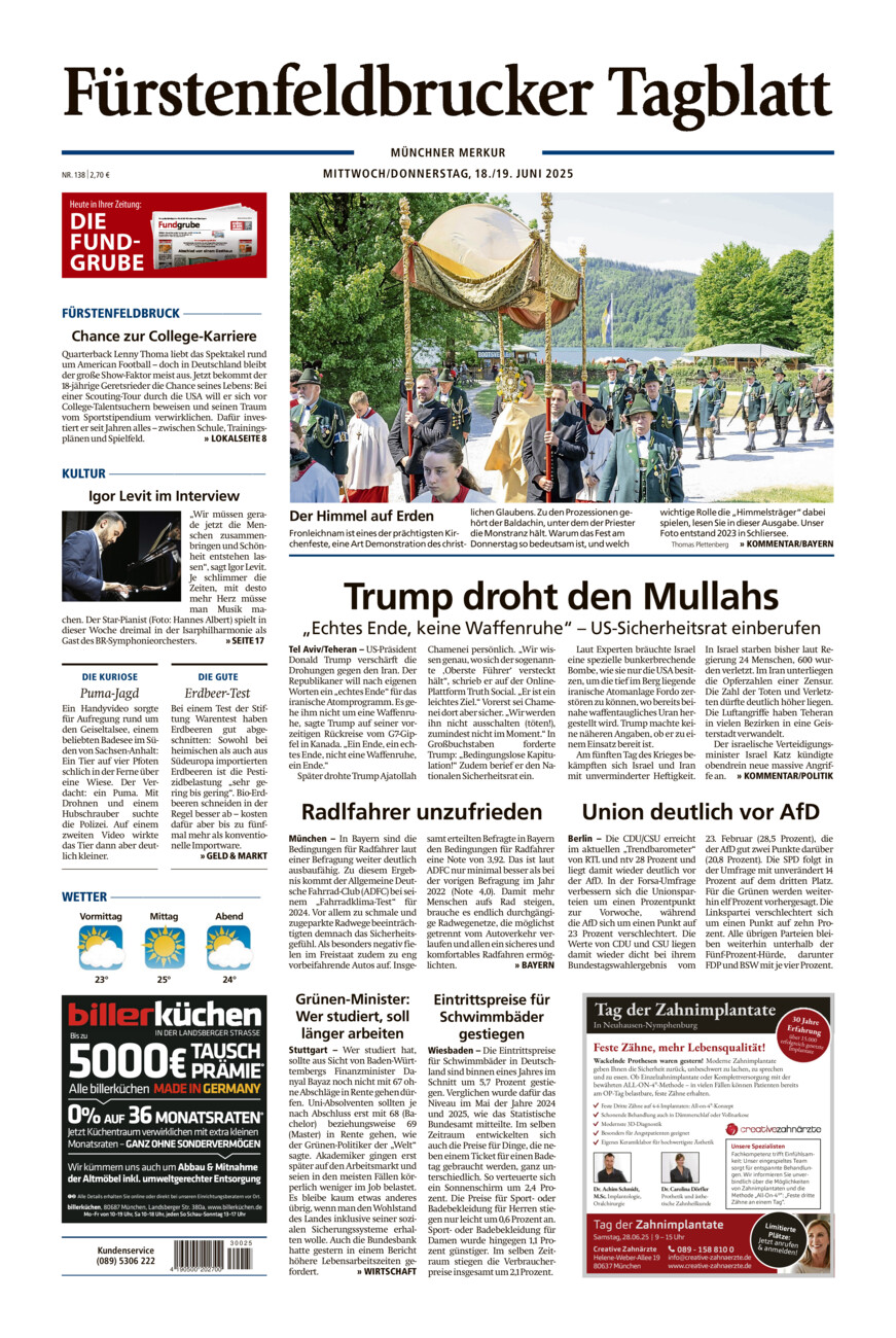 Fürstenfeldbrucker Tagblatt vom Mittwoch, 18.06.2025