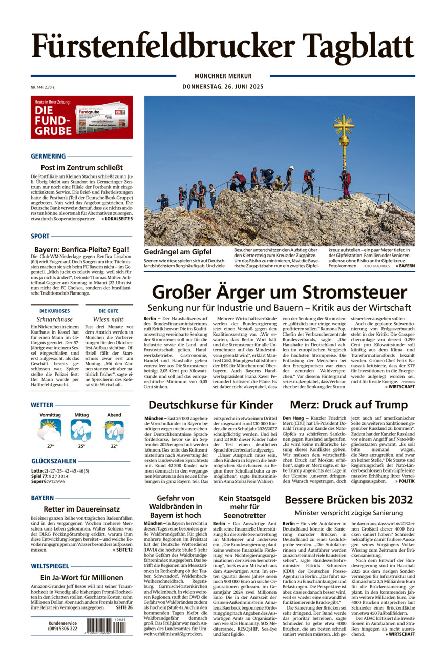 Fürstenfeldbrucker Tagblatt vom Donnerstag, 26.06.2025
