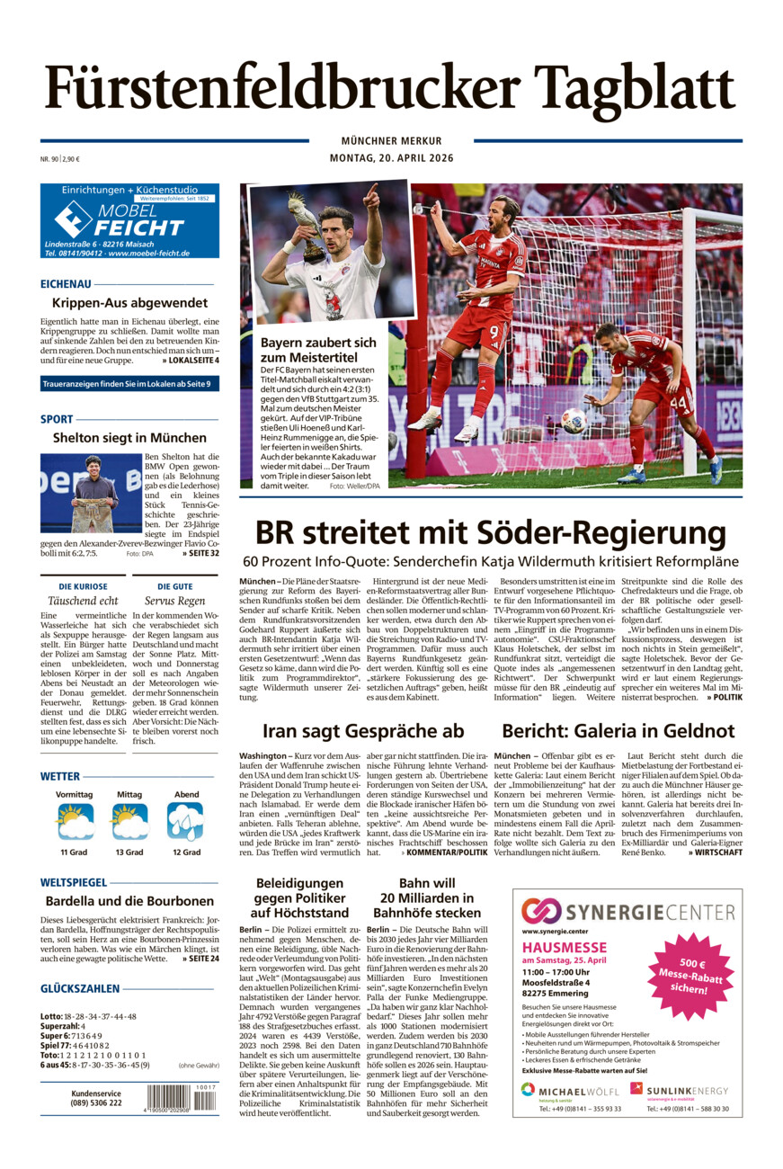 Fürstenfeldbrucker Tagblatt vom Montag, 20.04.2026