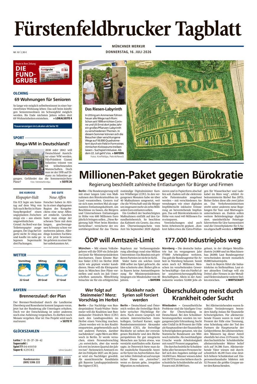 Fürstenfeldbrucker Tagblatt vom Donnerstag, 16.07.2026