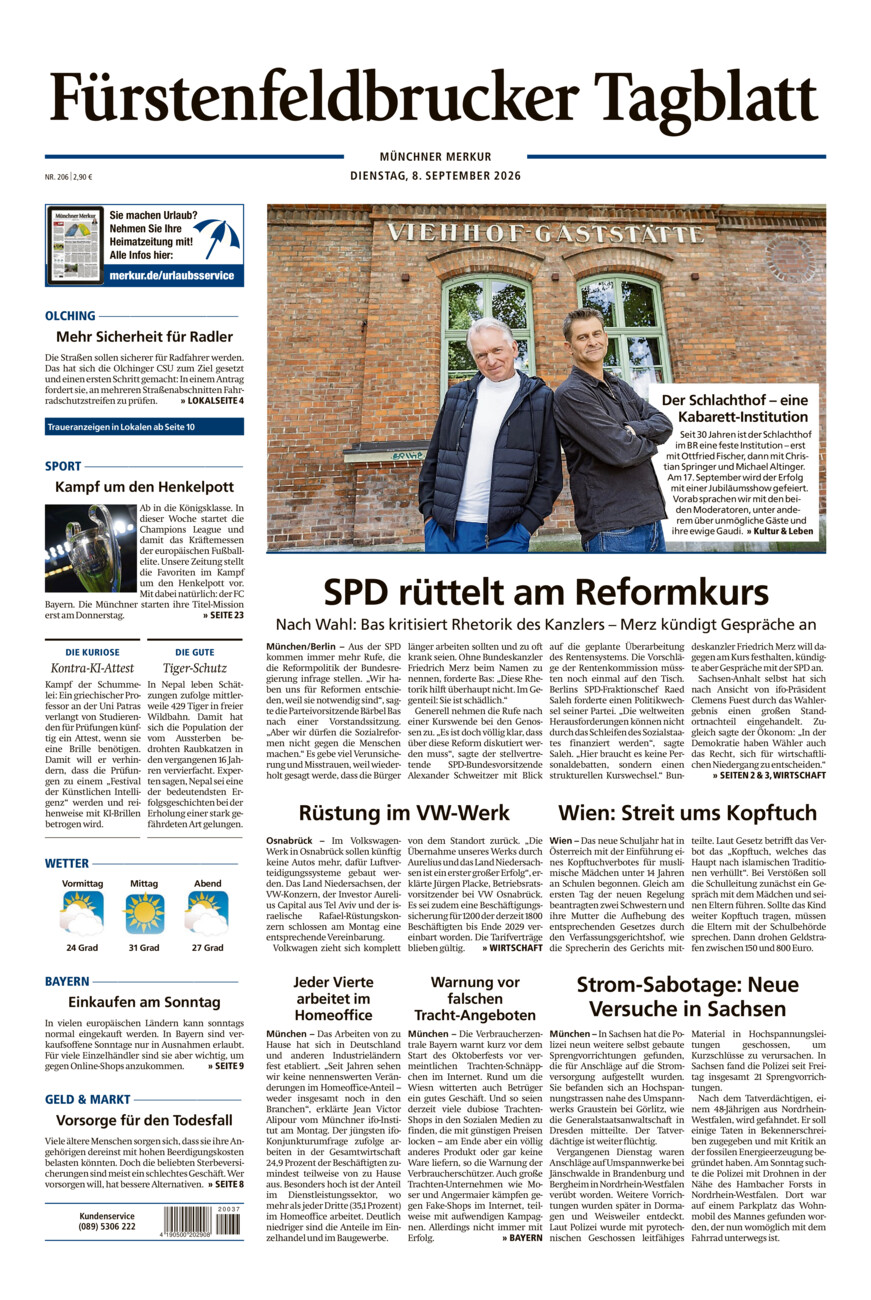 Fürstenfeldbrucker Tagblatt vom Dienstag, 08.09.2026