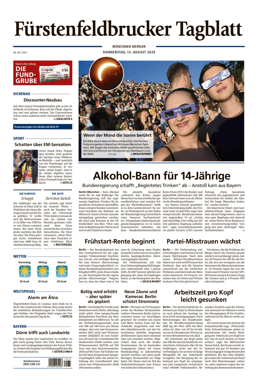 Fürstenfeldbrucker Tagblatt vom Donnerstag, 13.08.2026