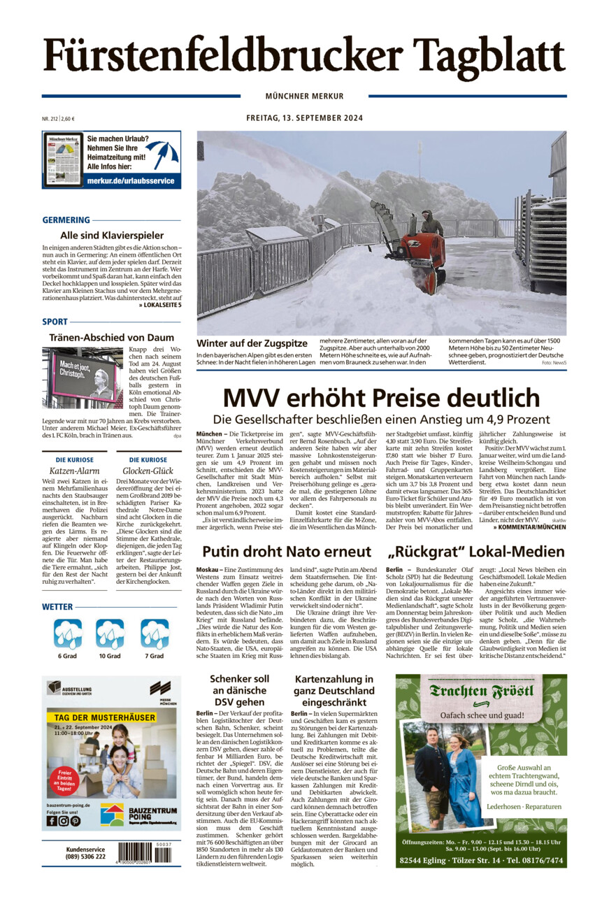 Fürstenfeldbrucker Tagblatt vom Freitag, 13.09.2024