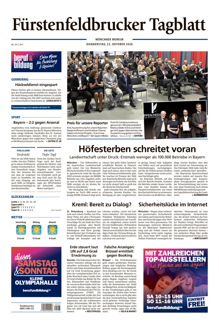 Fürstenfeldbrucker Tagblatt vom Donnerstag, 22.10.2026