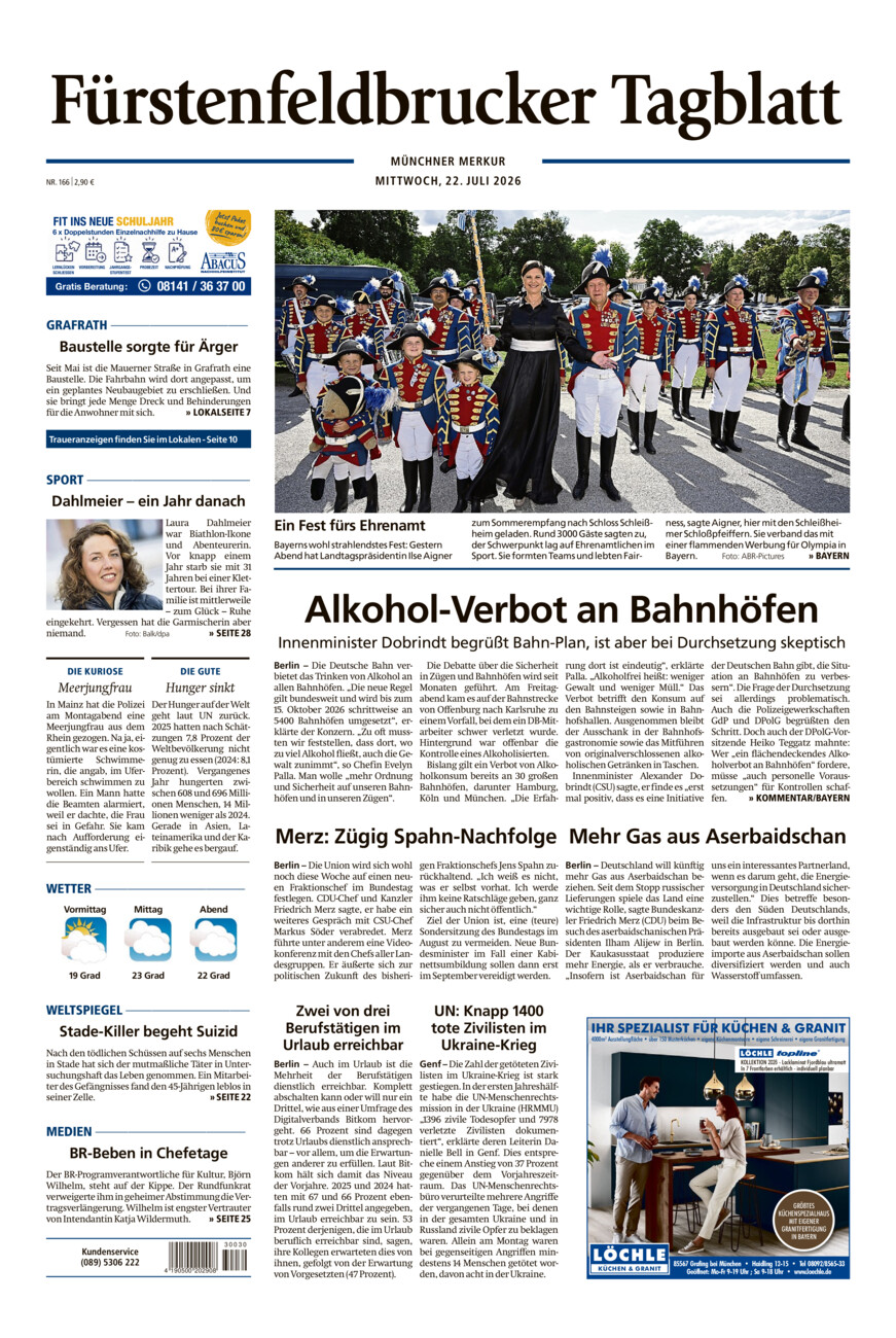 Fürstenfeldbrucker Tagblatt vom Mittwoch, 22.07.2026