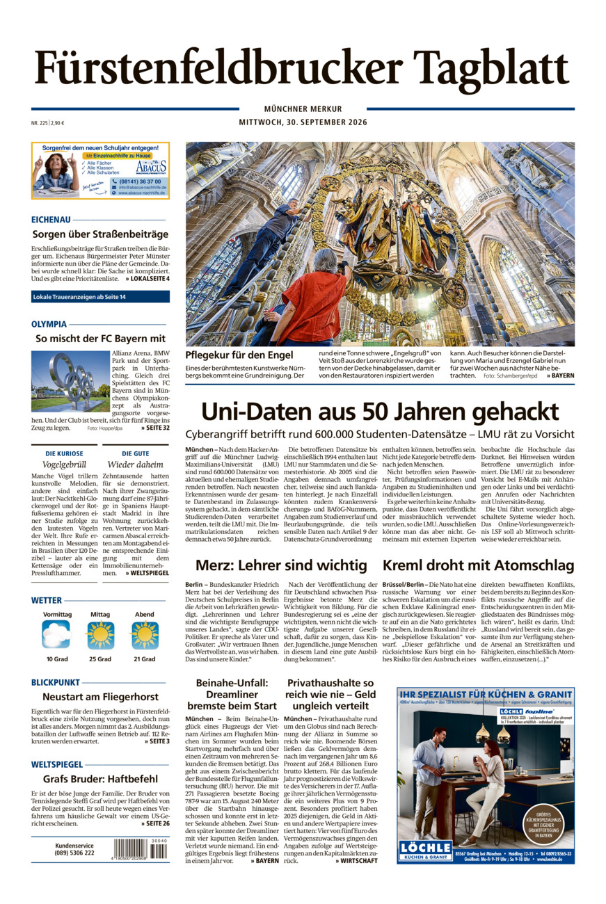 Fürstenfeldbrucker Tagblatt vom Mittwoch, 30.09.2026