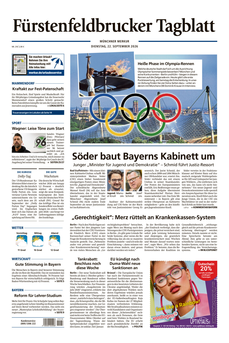 Fürstenfeldbrucker Tagblatt vom Dienstag, 22.09.2026