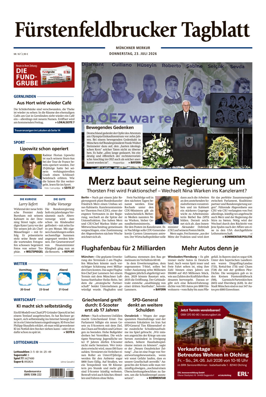 Fürstenfeldbrucker Tagblatt vom Donnerstag, 23.07.2026