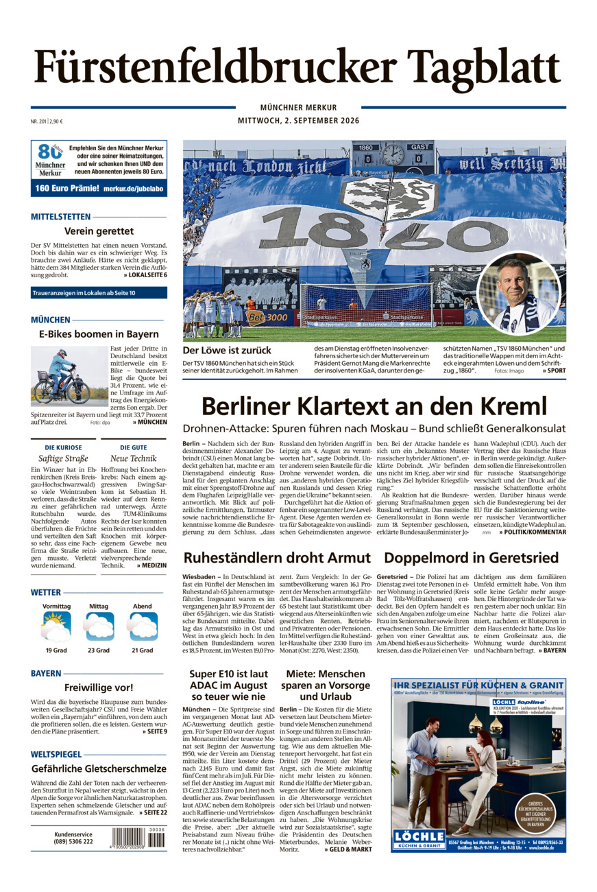 Fürstenfeldbrucker Tagblatt vom Mittwoch, 02.09.2026