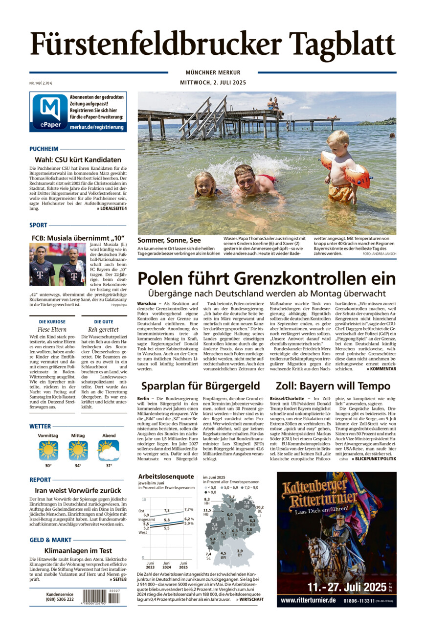 Fürstenfeldbrucker Tagblatt vom Mittwoch, 02.07.2025