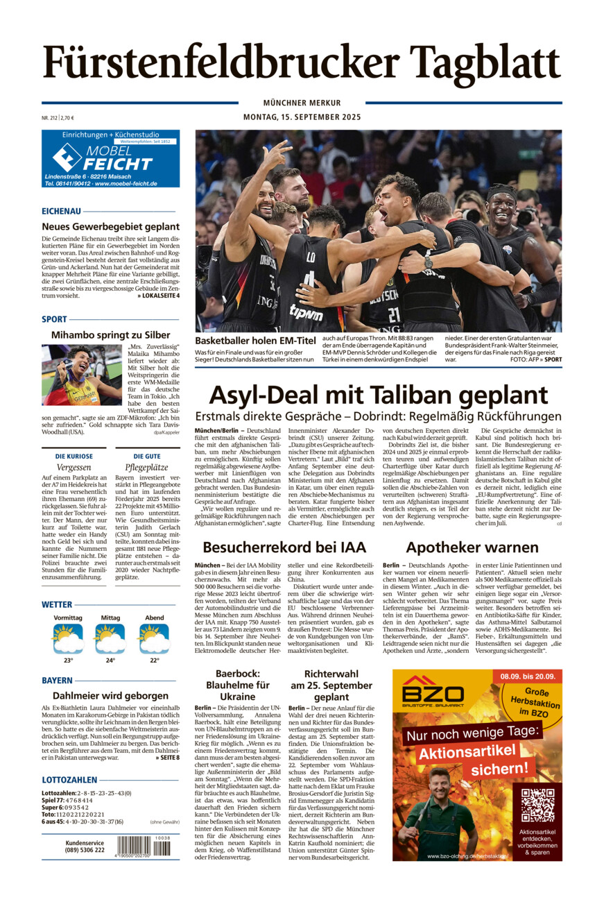 Fürstenfeldbrucker Tagblatt vom Montag, 15.09.2025