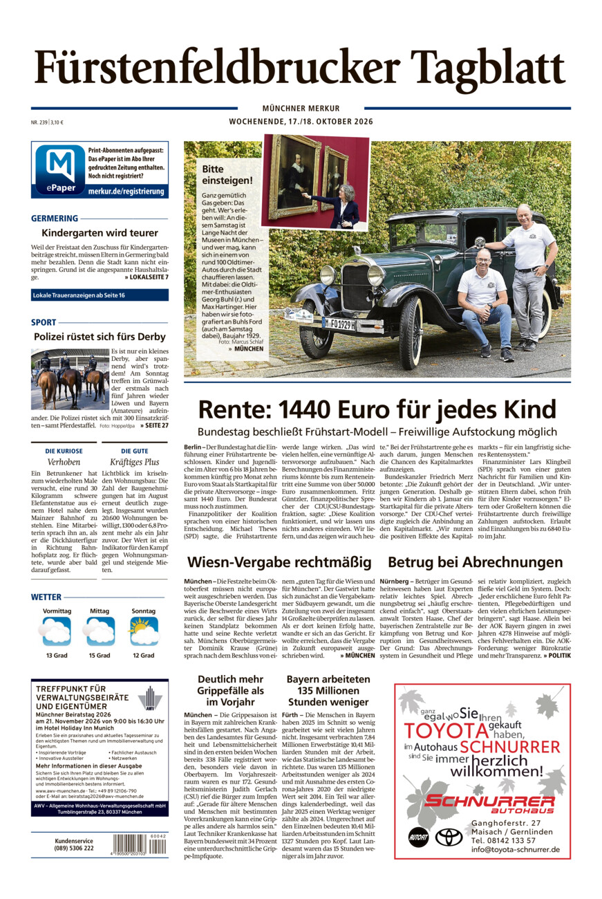 Fürstenfeldbrucker Tagblatt vom Samstag, 17.10.2026