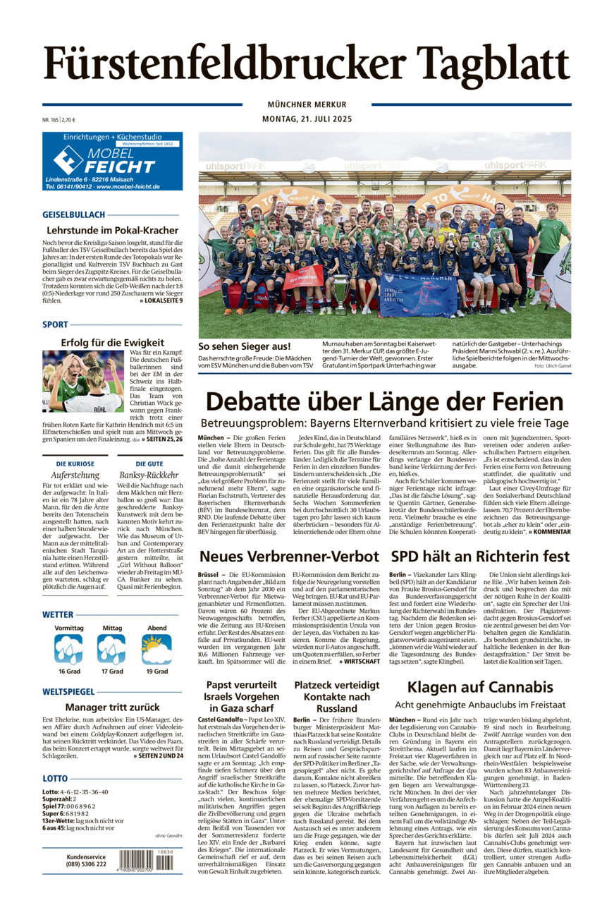 Fürstenfeldbrucker Tagblatt vom Montag, 21.07.2025
