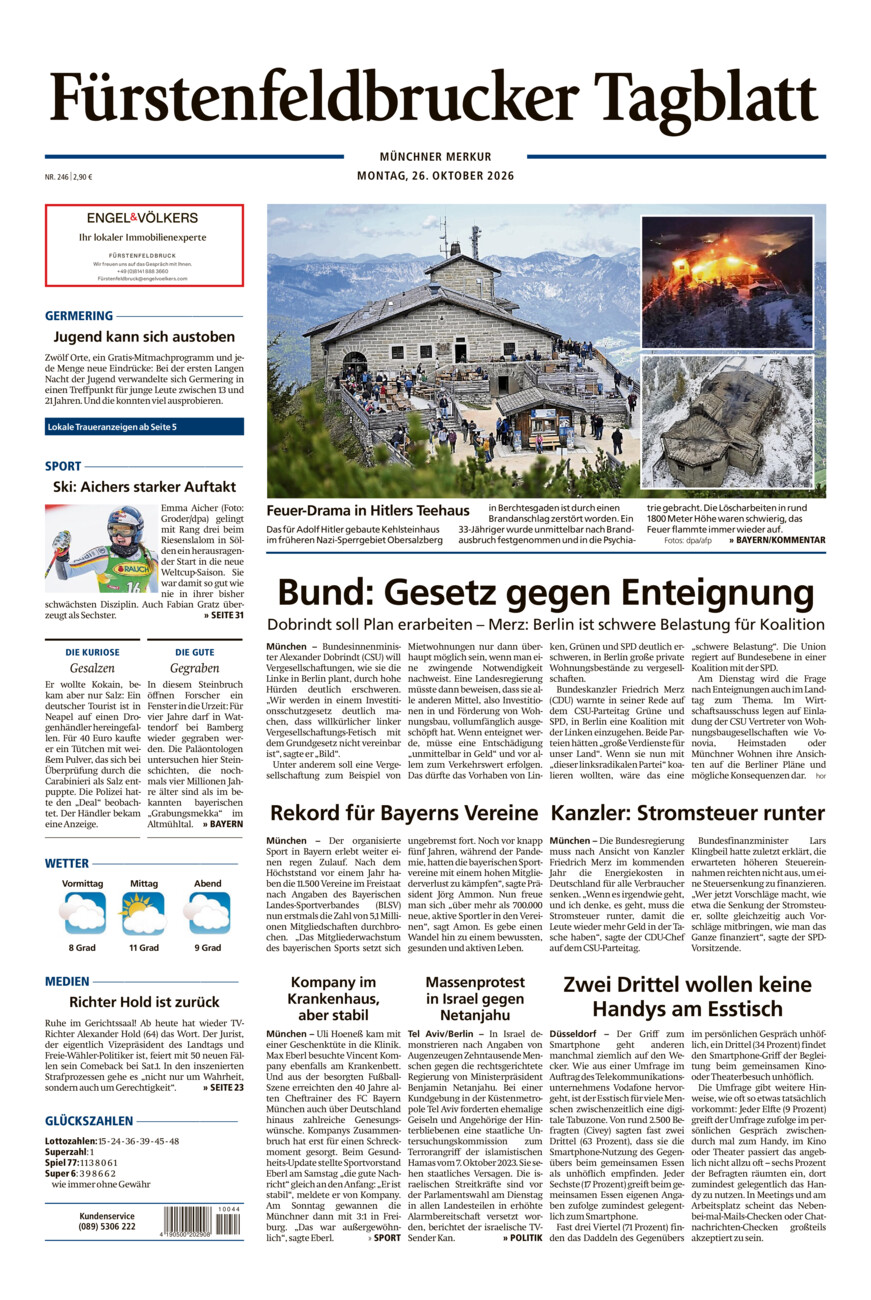 Fürstenfeldbrucker Tagblatt vom Montag, 26.10.2026