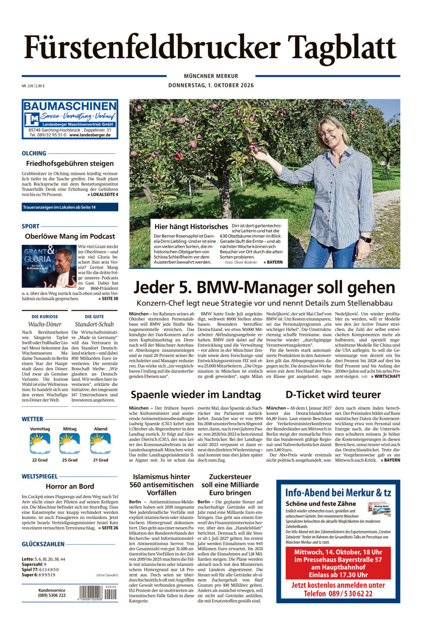 Fürstenfeldbrucker Tagblatt vom Donnerstag, 01.10.2026