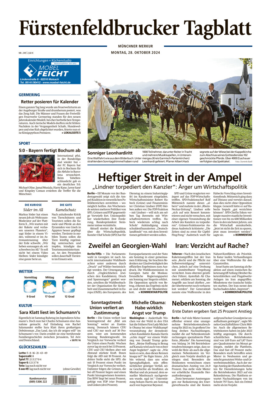 Fürstenfeldbrucker Tagblatt vom Montag, 28.10.2024