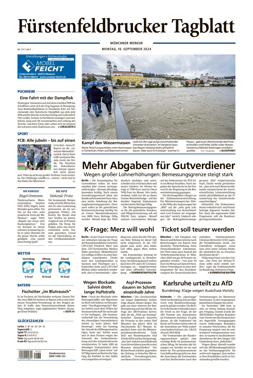 Fürstenfeldbrucker Tagblatt vom Montag, 16.09.2024