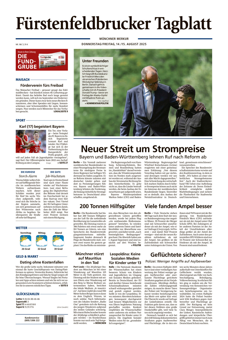 Fürstenfeldbrucker Tagblatt vom Donnerstag, 14.08.2025