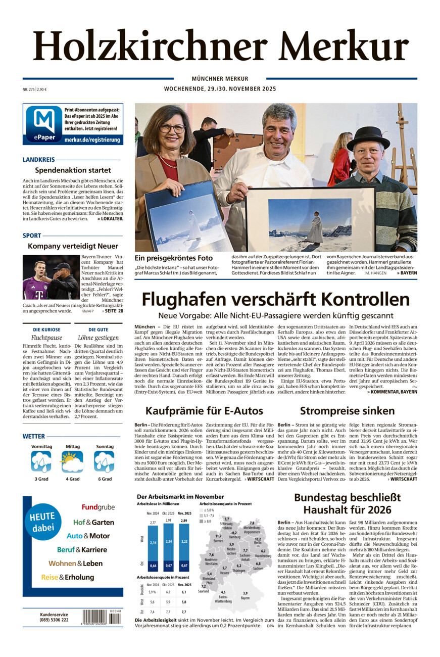 Holzkirchner Merkur vom Samstag, 29.11.2025