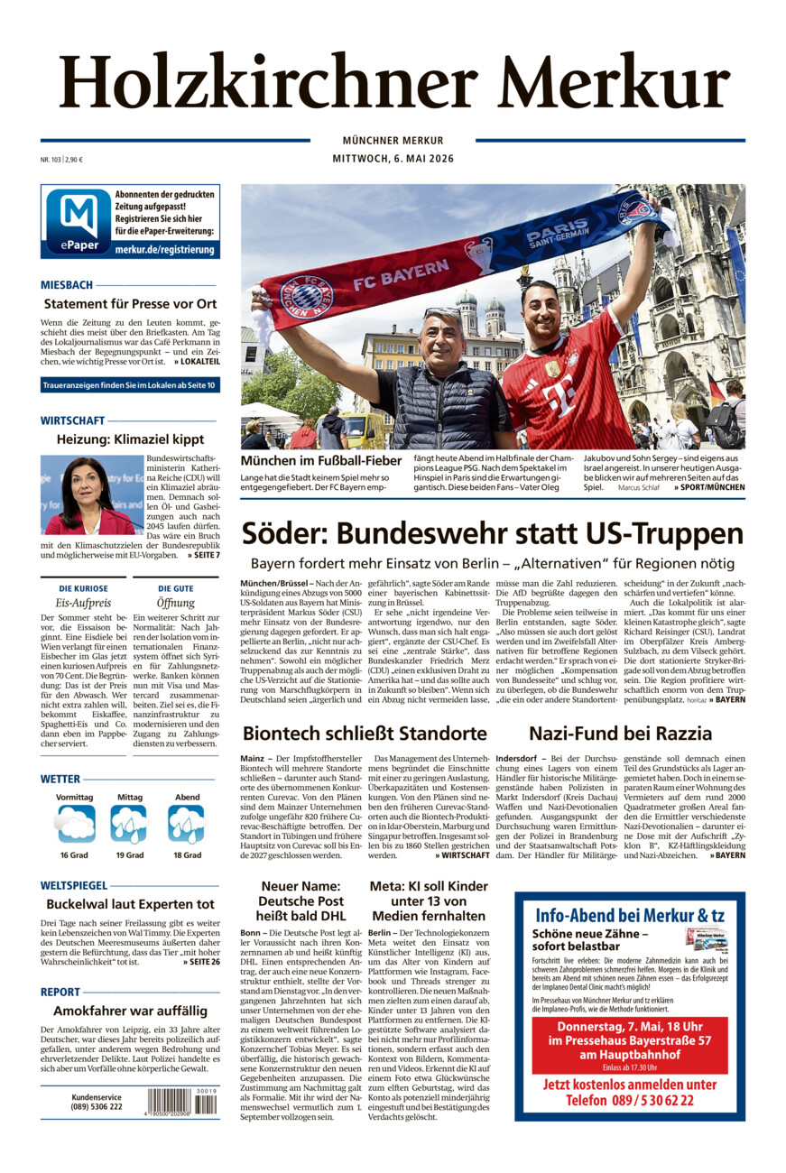 Holzkirchner Merkur vom Mittwoch, 06.05.2026
