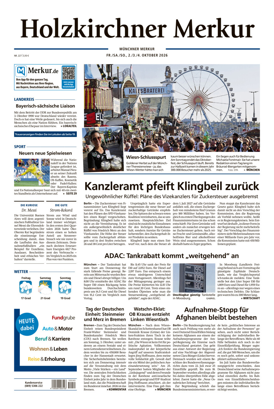 Holzkirchner Merkur vom Freitag, 02.10.2026