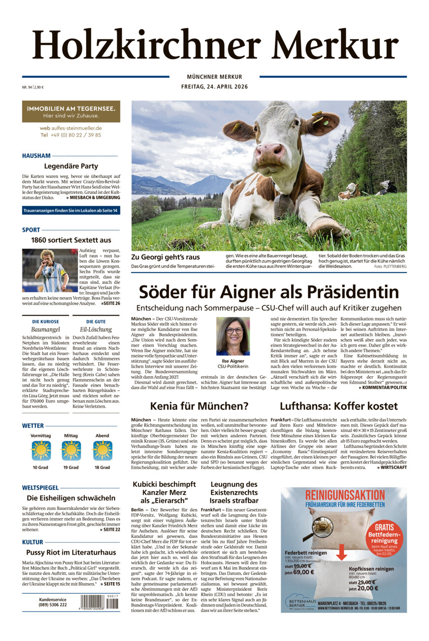 Holzkirchner Merkur vom Freitag, 24.04.2026