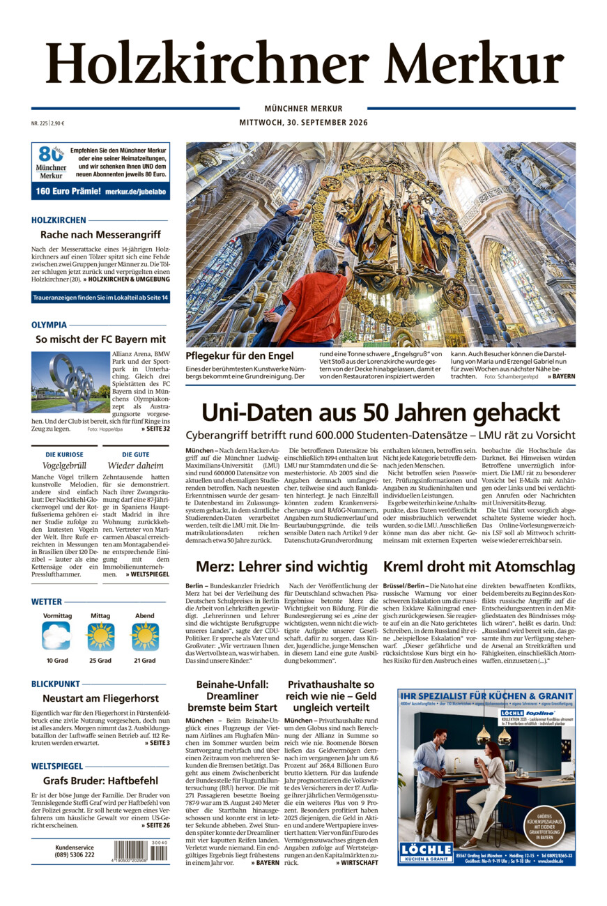 Holzkirchner Merkur vom Mittwoch, 30.09.2026