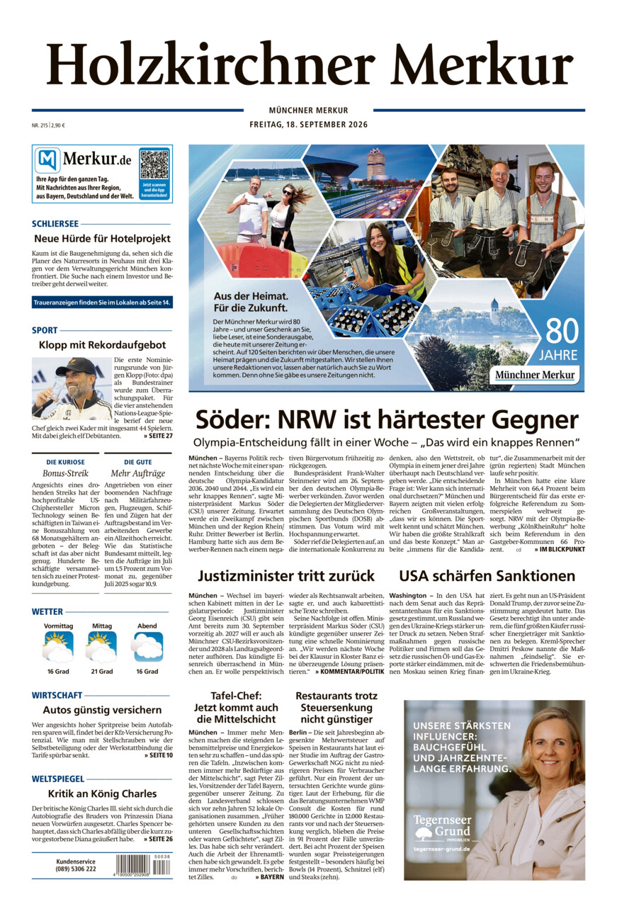 Holzkirchner Merkur vom Freitag, 18.09.2026