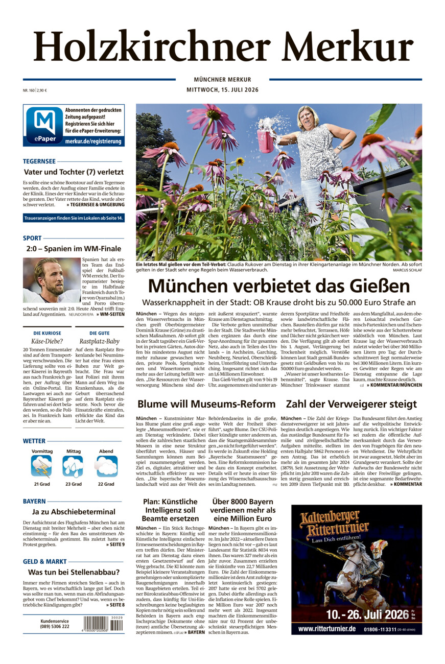 Holzkirchner Merkur vom Mittwoch, 15.07.2026