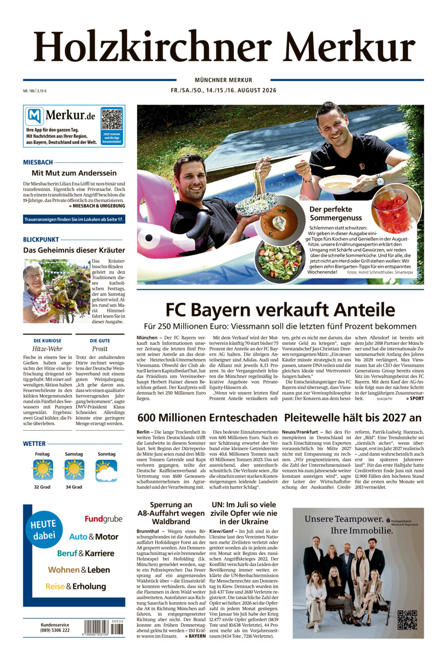 Holzkirchner Merkur vom Freitag, 14.08.2026