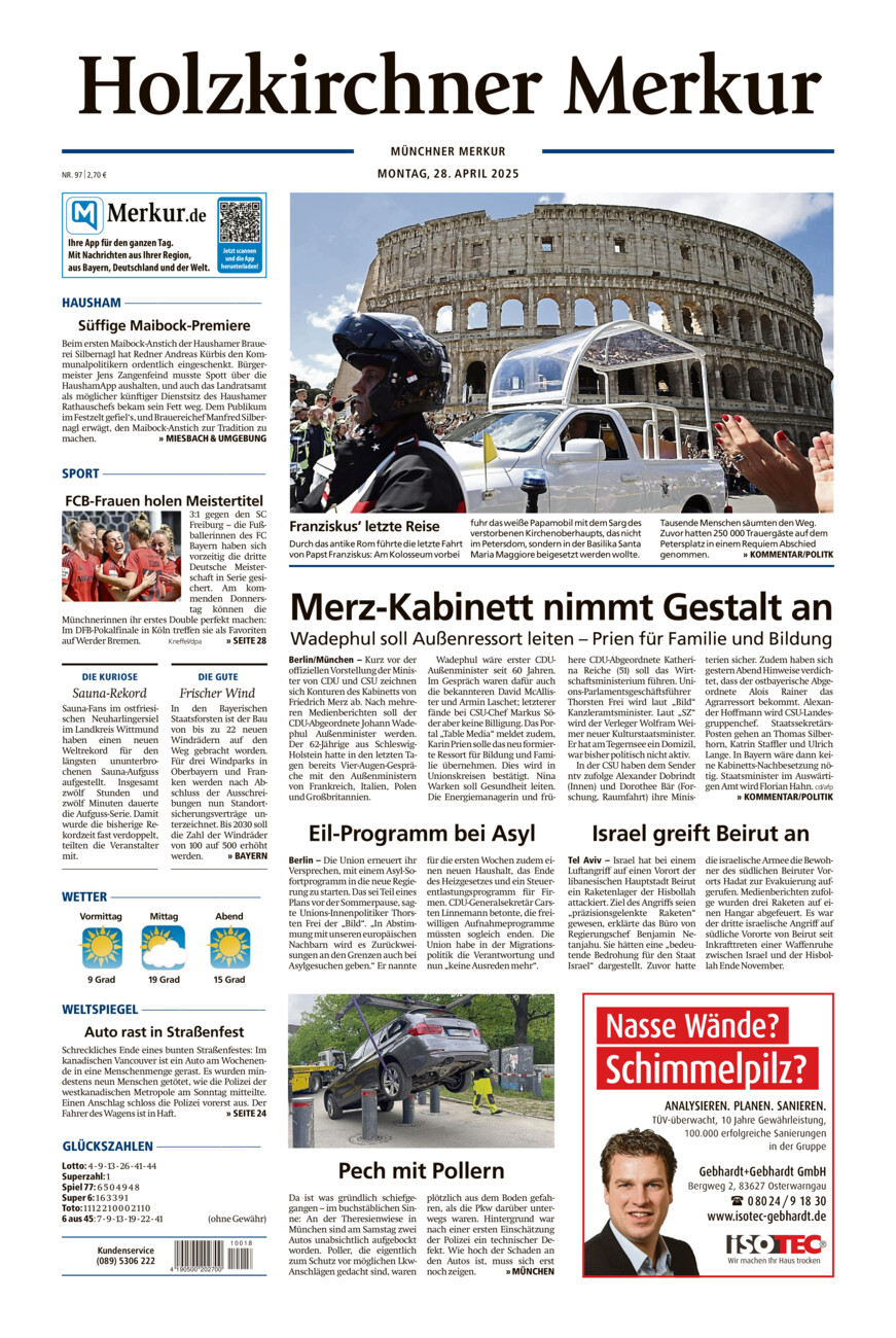 Holzkirchner Merkur vom Montag, 28.04.2025