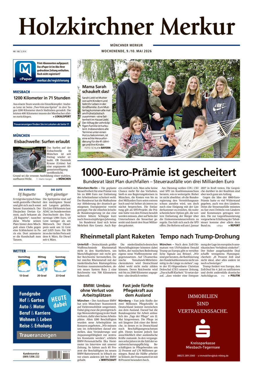 Holzkirchner Merkur vom Samstag, 09.05.2026
