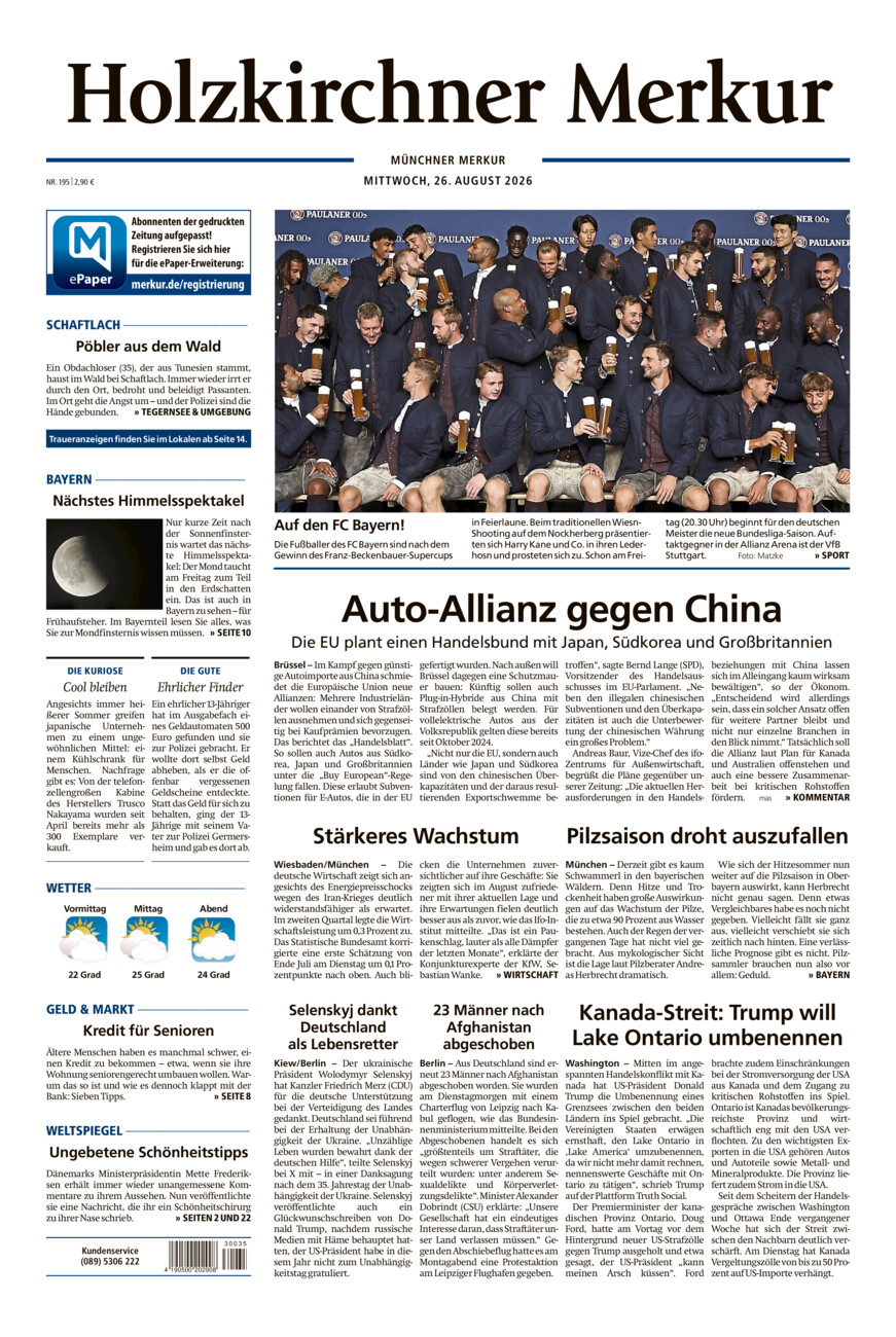 Holzkirchner Merkur vom Mittwoch, 26.08.2026