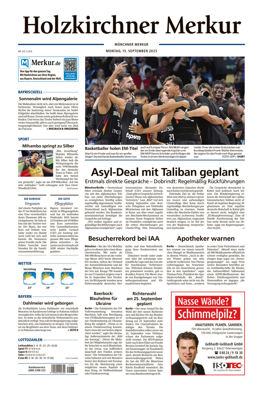 Holzkirchner Merkur vom Montag, 15.09.2025