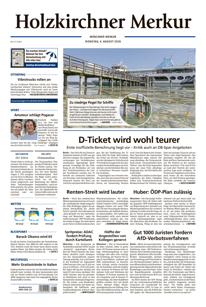 Holzkirchner Merkur vom Dienstag, 04.08.2026