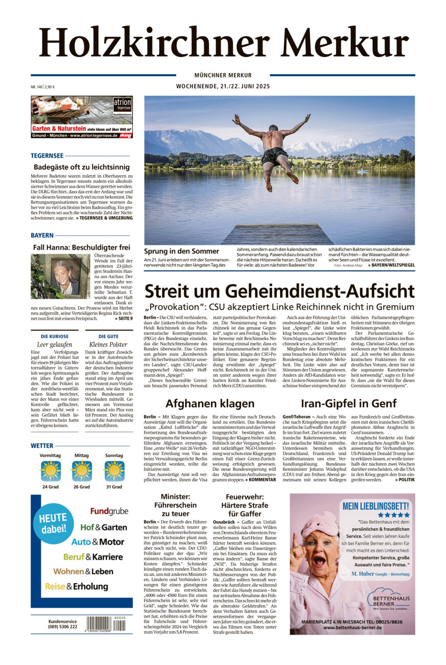 Holzkirchner Merkur vom Samstag, 21.06.2025