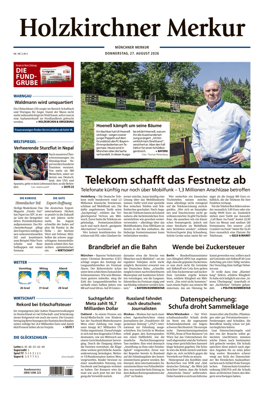 Holzkirchner Merkur vom Donnerstag, 27.08.2026