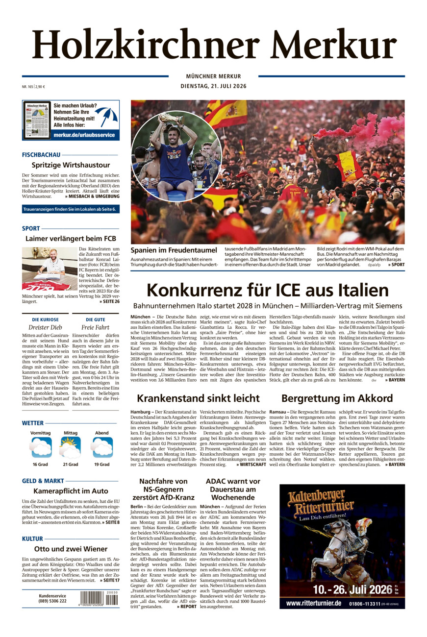 Holzkirchner Merkur vom Dienstag, 21.07.2026