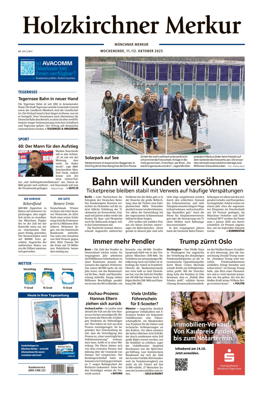 Holzkirchner Merkur vom Samstag, 11.10.2025