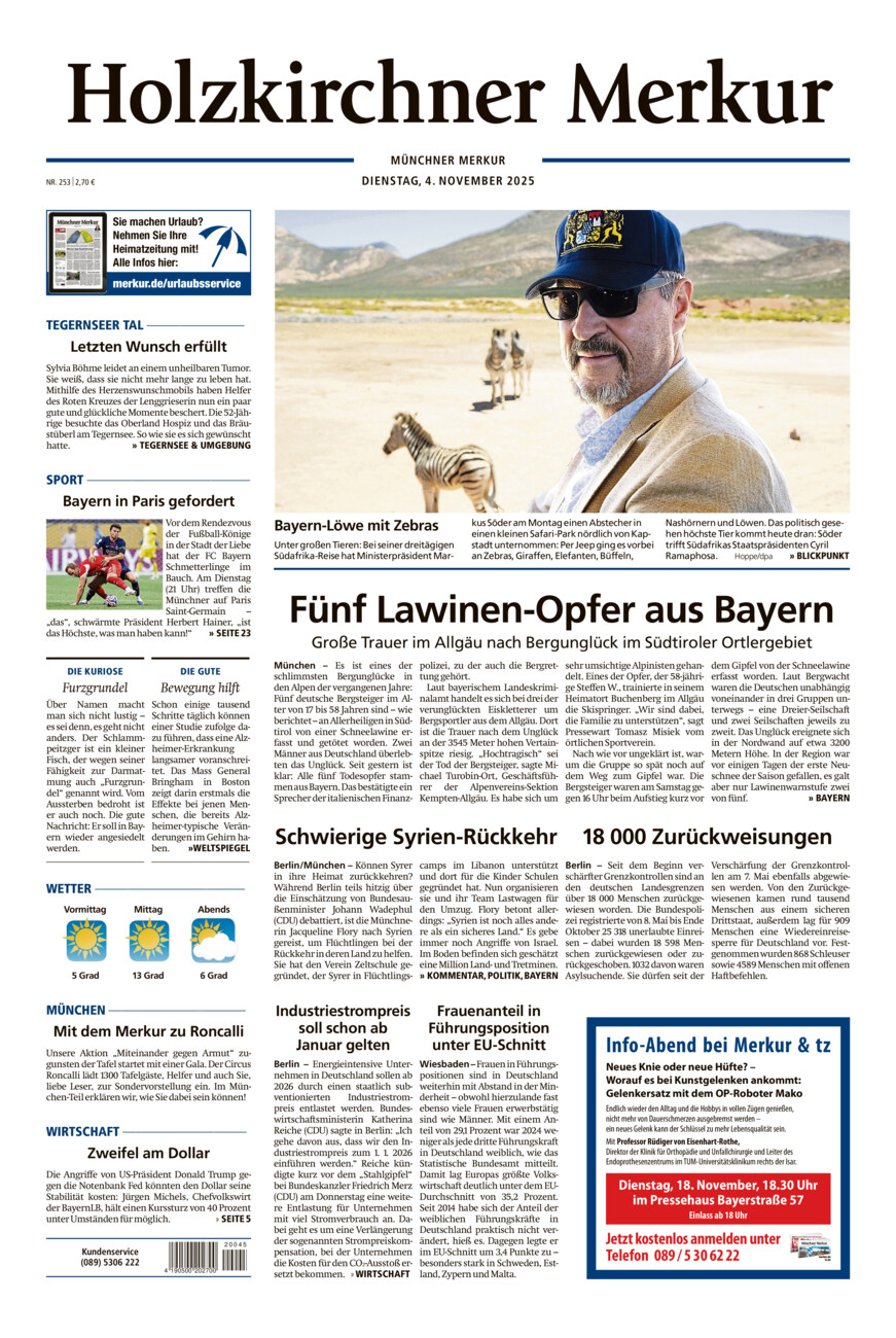 Holzkirchner Merkur vom Dienstag, 04.11.2025