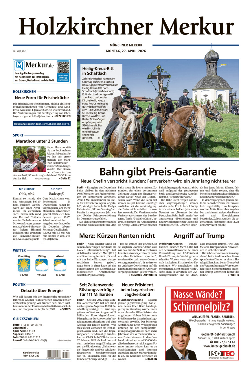 Holzkirchner Merkur vom Montag, 27.04.2026