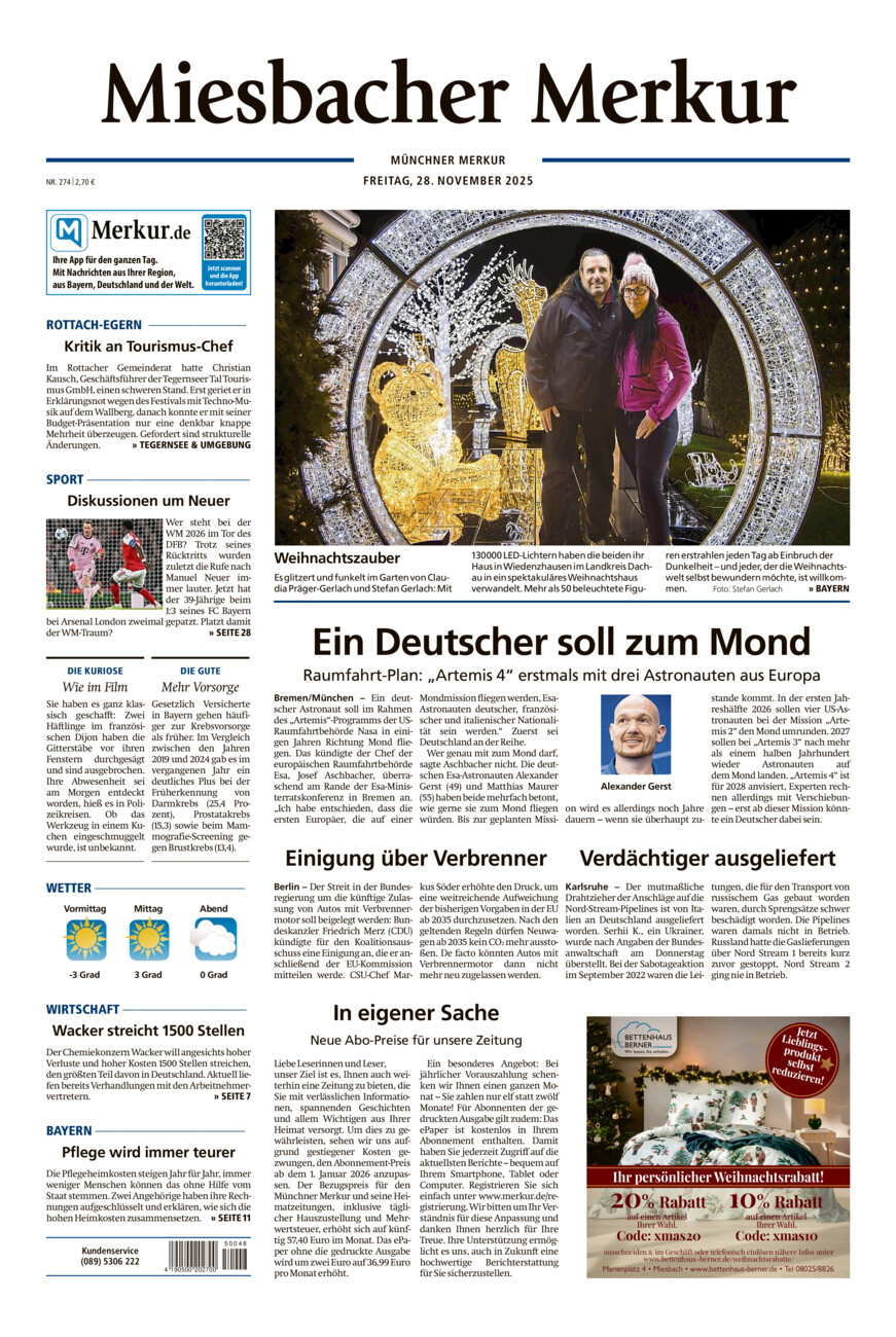 Miesbacher Merkur vom Freitag, 28.11.2025