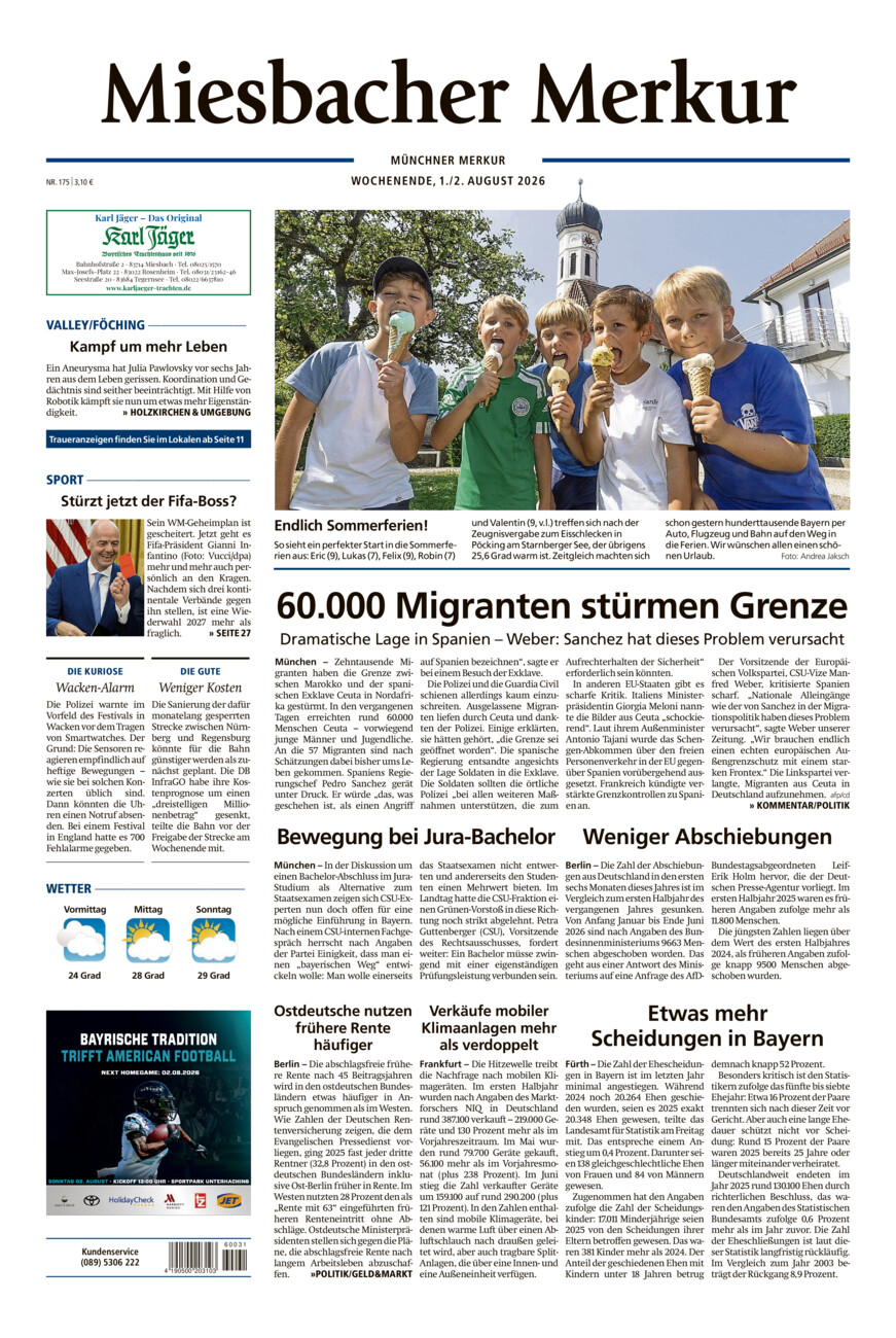 Miesbacher Merkur vom Samstag, 01.08.2026
