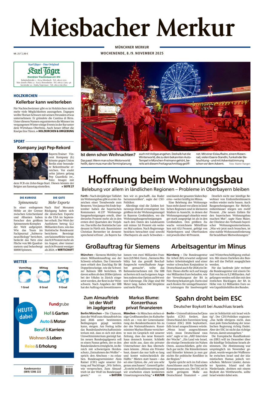 Miesbacher Merkur vom Samstag, 08.11.2025