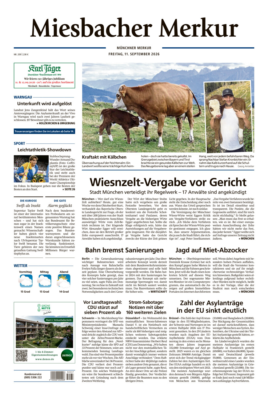 Miesbacher Merkur vom Freitag, 11.09.2026