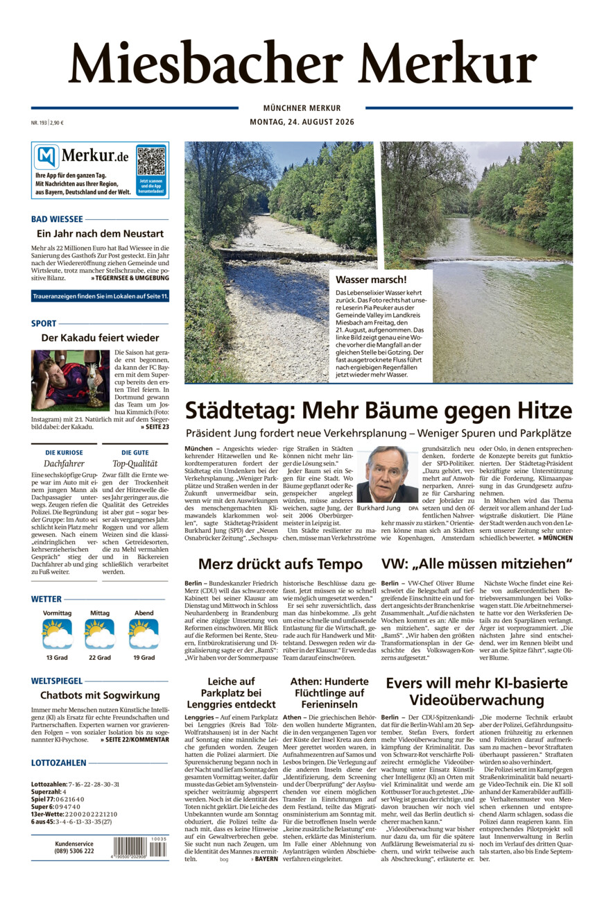 Miesbacher Merkur vom Montag, 24.08.2026