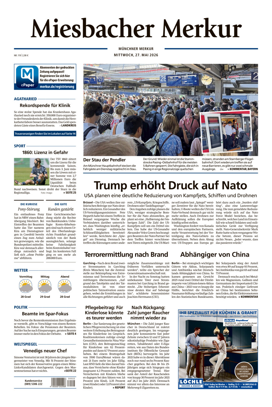 Miesbacher Merkur vom Mittwoch, 27.05.2026