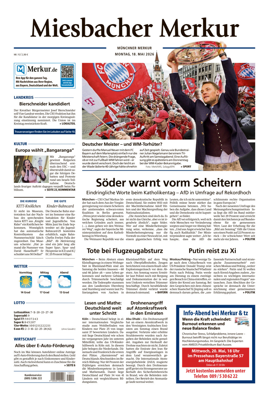 Miesbacher Merkur vom Montag, 18.05.2026