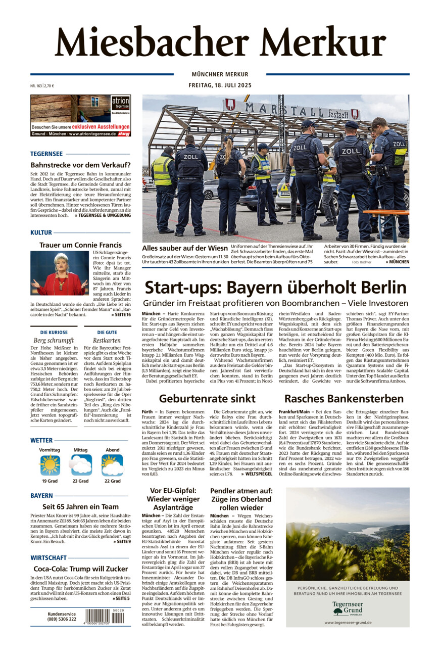 Miesbacher Merkur vom Freitag, 18.07.2025